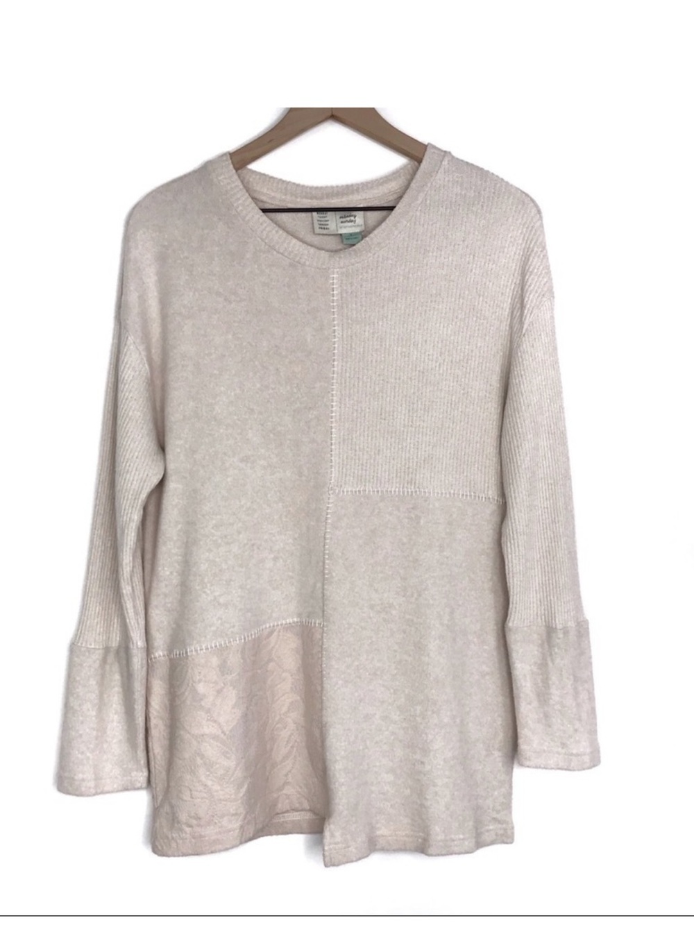 Anthropologie Saturday Sunday Cream Pink Patchwork Women's Sweater